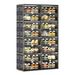 8 Tiers 32 Pairs Hard Plastic Shoe Storage Organizer Cabinet For Entryway, Large Stackable Collapsible Sneaker Shoe Box Organizer For Closet, Portable Folding Shoe Cabinet With Doors, Black_maomaolike.com