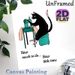 Sewing Cat Painting Poster, Adorable Cartoon Black Cat Using Sewing Machine Poster, Playful Pun Design, Suitable For Sewing Room And Craft Space_maomaolike.com
