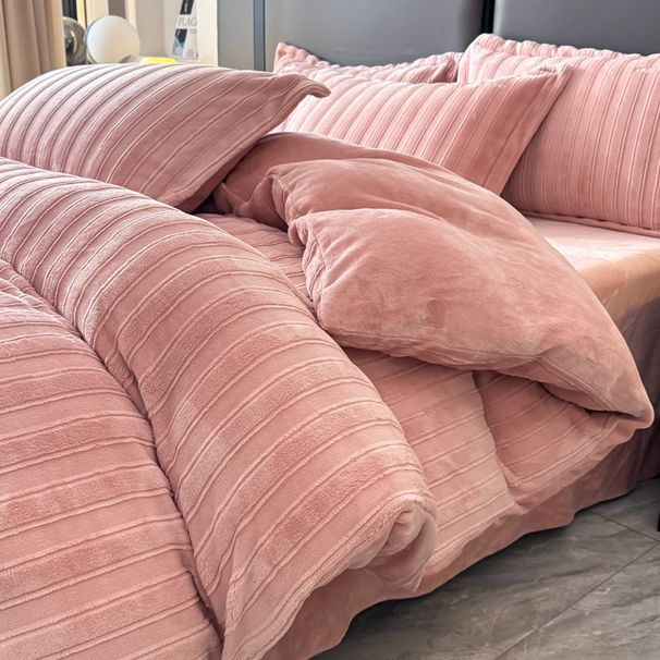 Winter Double-Sided Thickened Milk Coral Bedding Set Of Four With Flannel Surface, Fleece Quilt Cover, And Bed Sheet Wholesale_maomaolike.com