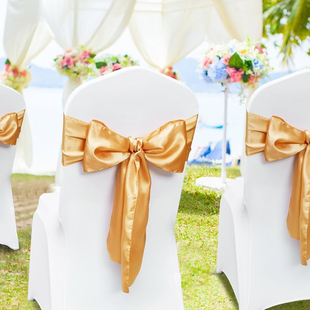Stretch Spandex Chair Sashes Bows, Chair Slipcover And Stretch Chair Sash, Elastic Chair Bands, Fitting Wedding, Holiday, Banquet, Party, Celebration Chair Decoration (50 PCS Gold)_maomaolike.com