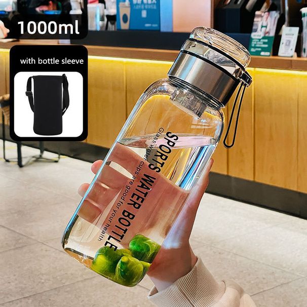 1.0 L Large Water Bottle Cloth Sleeve Borosilicate Glass Drinking Bottles With Tea Infuse Portable Outdoor Tour Cup_maomaolike.com