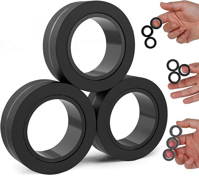 Magnetic Rings - Fidget Toys Adults - Magnetic Fidget Rings - Endless Hours Of Fun - Spin, Connect & Play - Engaging Fidget Toy For Boys & Girls - Great Teen Gift - Black_maomaolike.com