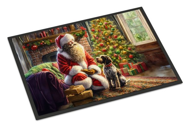 Wirehaired Pointing Griffon And Santa Claus Doormat Front Door Mat Indoor Outdoor Rugs For Entryway, Non Slip Washable Low Pile, 24H X 36W_maomaolike.com