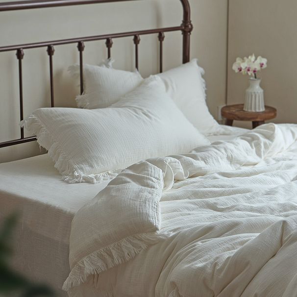 Wholesale INS Japanese Soft Double Layer Gauze 4-Piece Nordic Style Simple Solid Color Cotton Plain Four-Piece Set_maomaolike.com