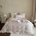 Girlish Pink All-Cotton Long-Staple Four-Piece With Beautiful Embroidered Floral Pure Cotton Ruffled Bedding Set_maomaolike.com