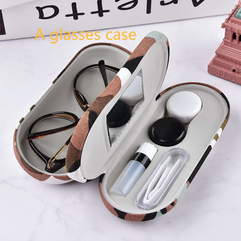 Unisex Camouflage dual-purpose frames Glasses case Contact lens case Manual double-frame myopia lens case Contact lens case_maomaolike.com