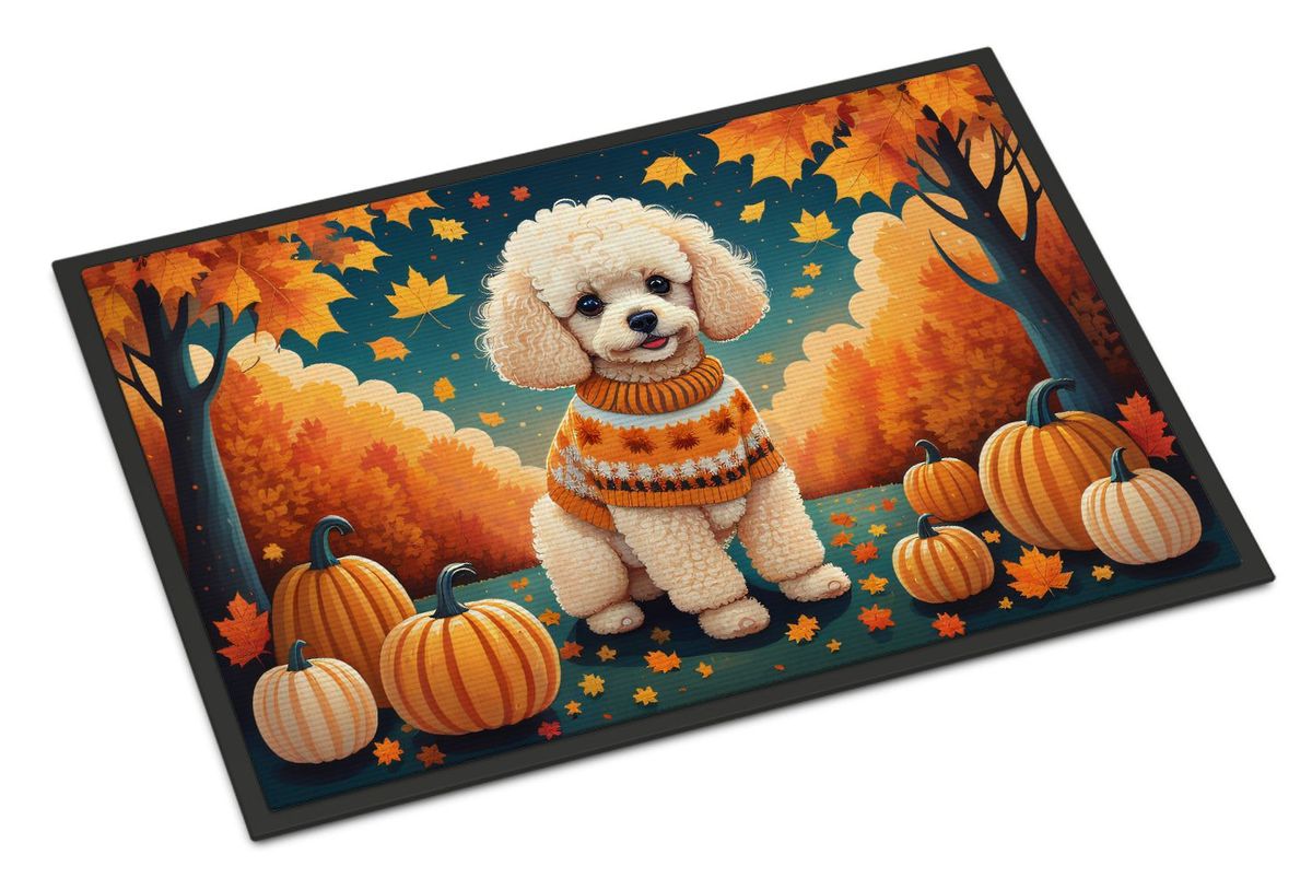 Poodle Fall Doormat Front Door Mat Indoor Outdoor Rugs For Entryway, Non Slip Washable Low Pile, 24H X 36W_maomaolike.com