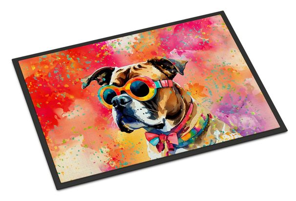 Boxer Hippie Dawg Doormat Front Door Mat Indoor Outdoor Rugs For Entryway, Non Slip Washable Low Pile, 24H X 36W_maomaolike.com