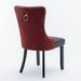 A&A Furniture Nikki Collection Modern Tufted Solid Wood Dining Chair Set, Velvet And PU Upholstered With Nailhead Trim, Black & Wine Red, 2-Piece Set_maomaolike.com
