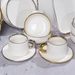 Nordic Gold-Trimmed 32-Piece Ceramic Dinnerware – Striped Bowls, Plates Cups | Elegant Coffee Dessert Dish Set For_maomaolike.com