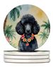 Black Poodle Luau Large Sandstone Coasters Pack Of 4 Absorbent Round Coasters Decor Gifts For Men Or Women, 4 In, Multicolor_maomaolike.com