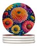 Colorful Chrysanthemums Large Sandstone Coasters Pack Of 4 Absorbent Round Coasters Decor Gifts For Men Or Women, 4 In, Multicolor_maomaolike.com