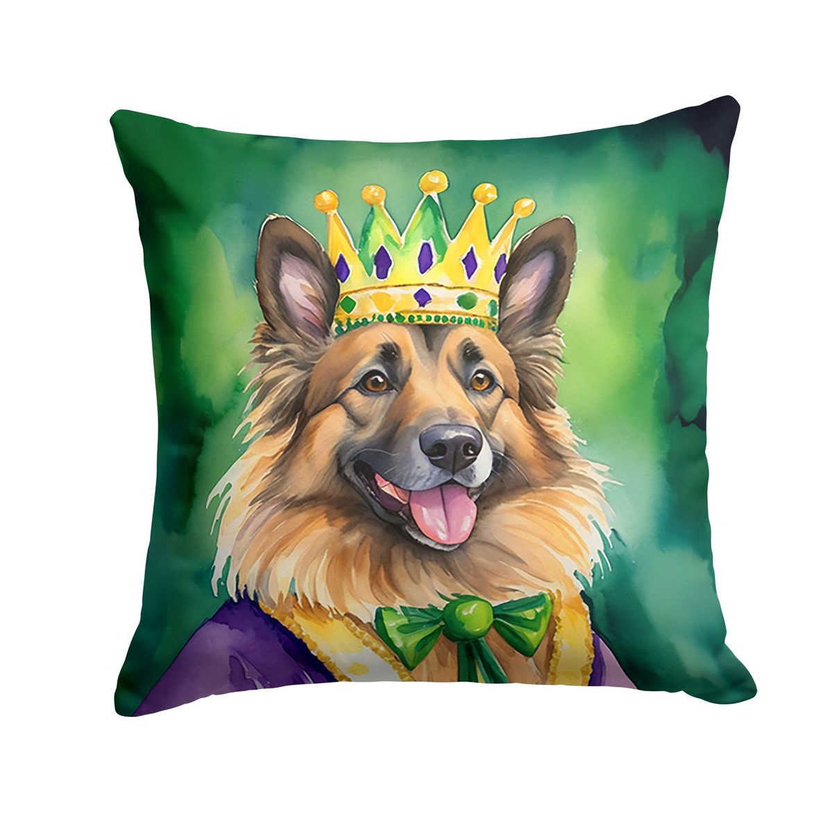 Belgian Tervuren King Of Mardi Gras Throw Pillow Machine Washable, Indoor Outdoor Decorative Pillow For Couch, Bed Or Patio, 18Hx18W_maomaolike.com