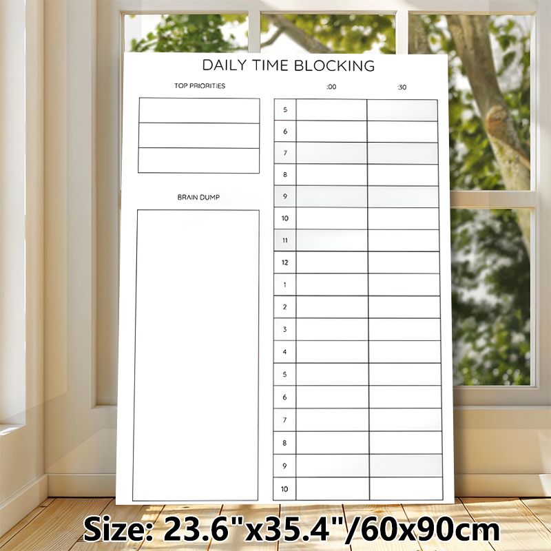 Daily Time Blocking Planner Painting Poster, Minimalist Structured Layout Poster, Assists In Organizing Daily Schedule, Noting Priorities And Random_maomaolike.com