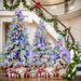 Pre-Lit Spruce Snow Flocked Christmas Tree Set-4 Ft, 6 Ft, 7.5 Ft Artificial Hinged Xmas Tree With 800 Warm-Yellow & Colorful LED Lights, 8 Flashing Modes, Holiday Office Home Décor_maomaolike.com