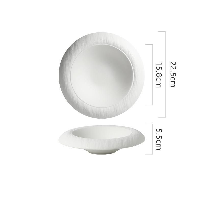 Stone Pattern Soup Straw Hat Round Bowl Deep Pasta French Dinner Plate Light Luxury Hotel Kitchen Plating Tableware_maomaolike.com