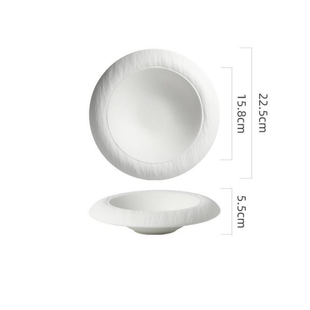 Stone Pattern Soup Straw Hat Round Bowl Deep Pasta French Dinner Plate Light Luxury Hotel Kitchen Plating Tableware_maomaolike.com