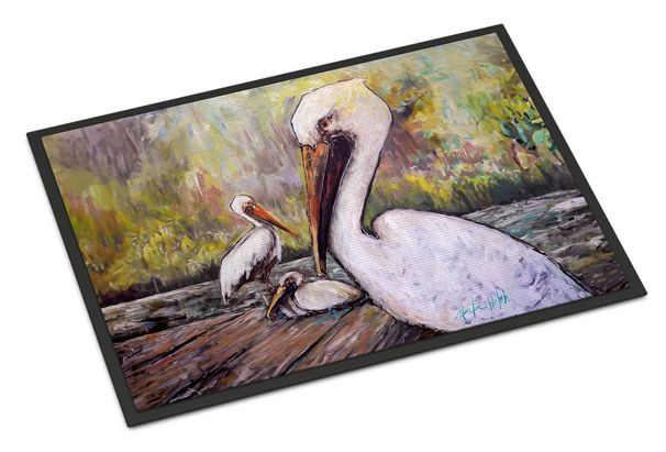 Three Pelicans On A Pier Doormat Front Door Mat Indoor Outdoor Rugs For Entryway, Non Slip Washable Low Pile, 24H X 36W_maomaolike.com