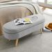 Ottoman Oval Storage Bench, Rubber Wood Legs, Grey(43.5"x16"x16")_maomaolike.com