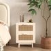 Rattan Nightstand, Wood End Table, Side Table With 2 Rattan-Decorated Drawers, Bedside Table,Wood Accent Table With Storage For Livingroom, Bedroom,Burly Wood_maomaolike.com