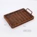 Rectangular Woven Wicker Bread Basket With Dual Handles Brown Decorative Storage Bin For Snacks Fruits Kitchen_maomaolike.com
