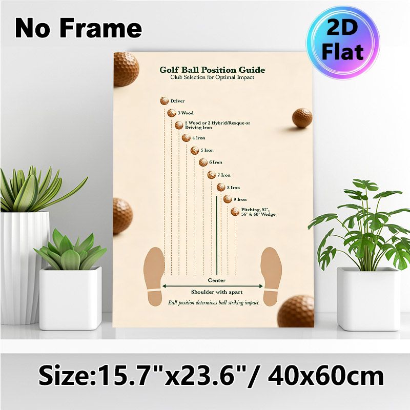 Golf Ball Position Guide Painting Poster, Informative Minimalist Instructional Poster, Detailed Club & Ball Position Reference To Boost Swing_maomaolike.com