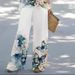 Women's Clothing round neck casual printed vest wide leg pants suit_maomaolike.com