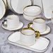 Nordic Gold-Trimmed 32-Piece Ceramic Dinnerware – Striped Bowls, Plates Cups | Elegant Coffee Dessert Dish Set For_maomaolike.com