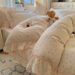 Wholesale INS Korean Skin-Friendly Washed Cotton Ruched Lace Four-Piece Princess Style Pastoral Floral Bed Skirt 4-Piece Set_maomaolike.com
