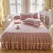Winter Princess Single Piece Milk Coral Fleece Style Sheet Quilted Thickened Cover With Edge Bed Skirt_maomaolike.com