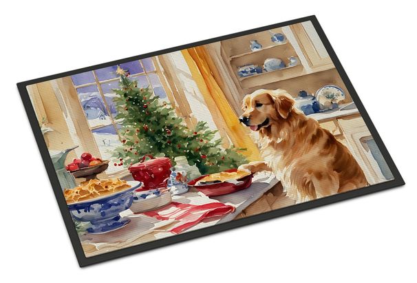 Golden Retriever Christmas Cookies Doormat Front Door Mat Indoor Outdoor Rugs For Entryway, Non Slip Washable Low Pile, 24H X 36W_maomaolike.com