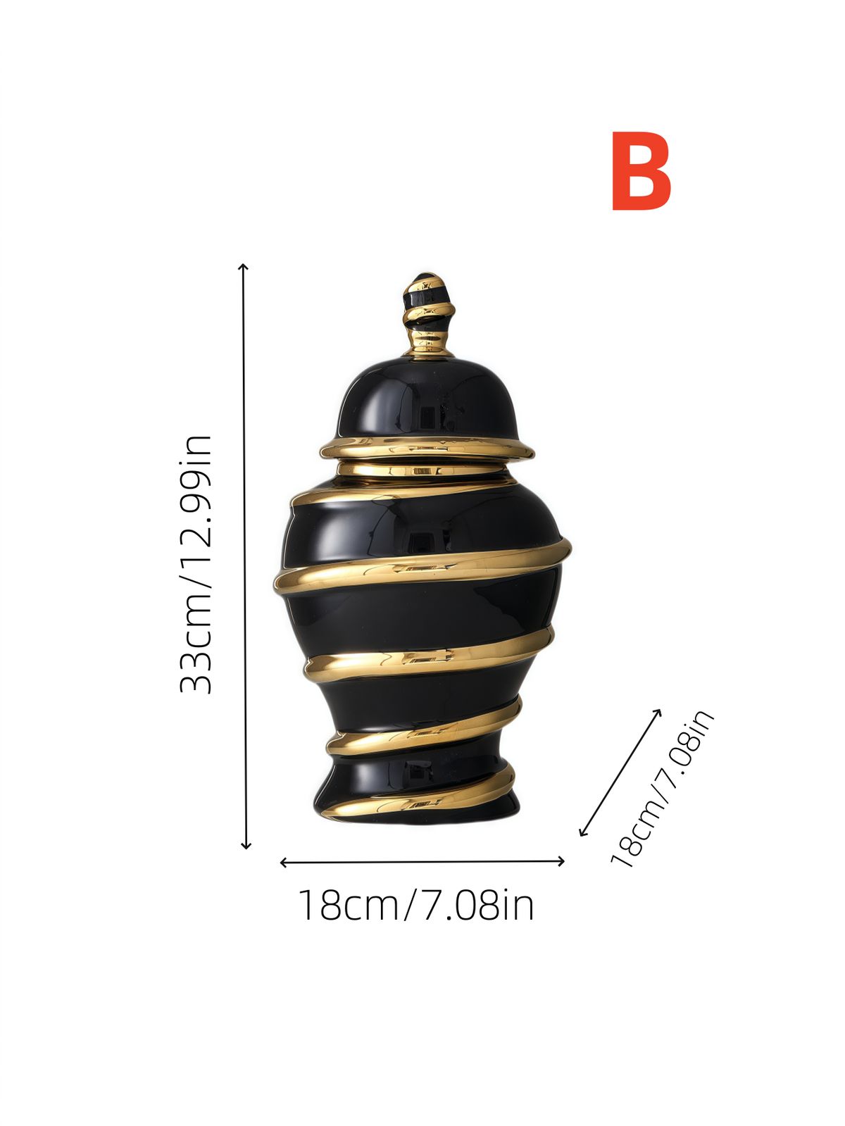 1pc Gold Stripe Decorative Ceramic Vase With Lid Light Luxury High-end Design Can Hold Water Flower Arrangement Vase Ornament Decorative Vase_maomaolike.com