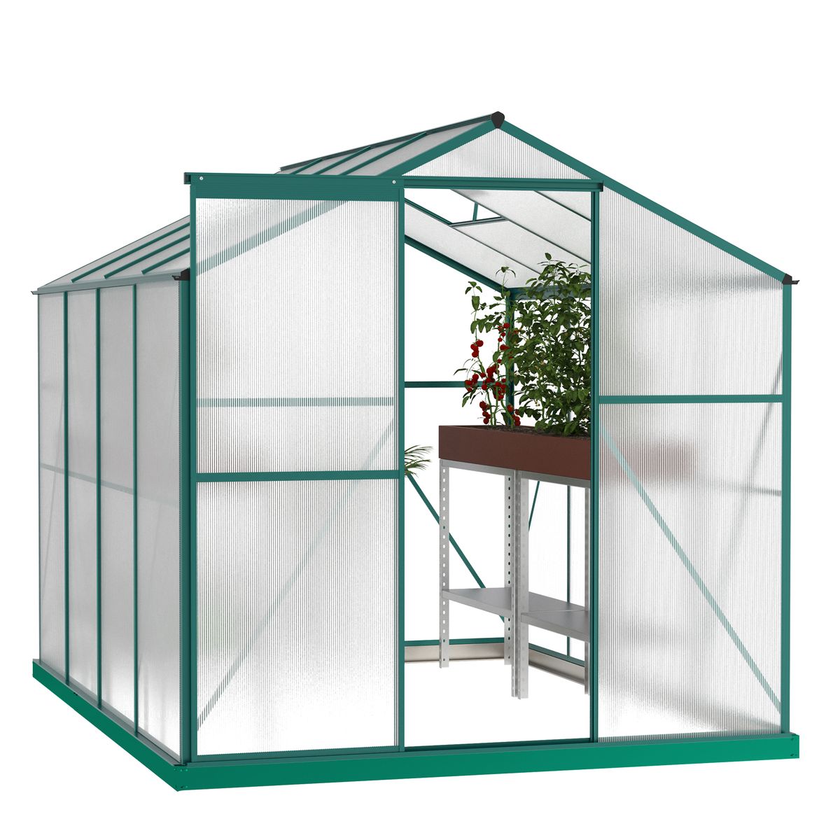 Polycarbonate Greenhouse,6'x 8' Heavy Duty Walk-in Plant Garden Greenhouse For Backyard/Outdoor_maomaolike.com
