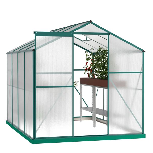 Polycarbonate Greenhouse,6'x 8' Heavy Duty Walk-in Plant Garden Greenhouse For Backyard/Outdoor_maomaolike.com