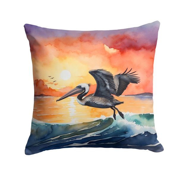Pelican Fiery Sunset Throw Pillow Machine Washable, Indoor Outdoor Decorative Pillow For Couch, Bed Or Patio, 14Hx14W_maomaolike.com