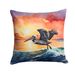 Pelican Fiery Sunset Throw Pillow Machine Washable, Indoor Outdoor Decorative Pillow For Couch, Bed Or Patio, 14Hx14W_maomaolike.com