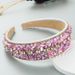 European and American Trendy Design Colorful Turquoise Inlaid with Diamonds Wide Edge Fabric Candy Colored Headband Versatile Headwear_maomaolike.com