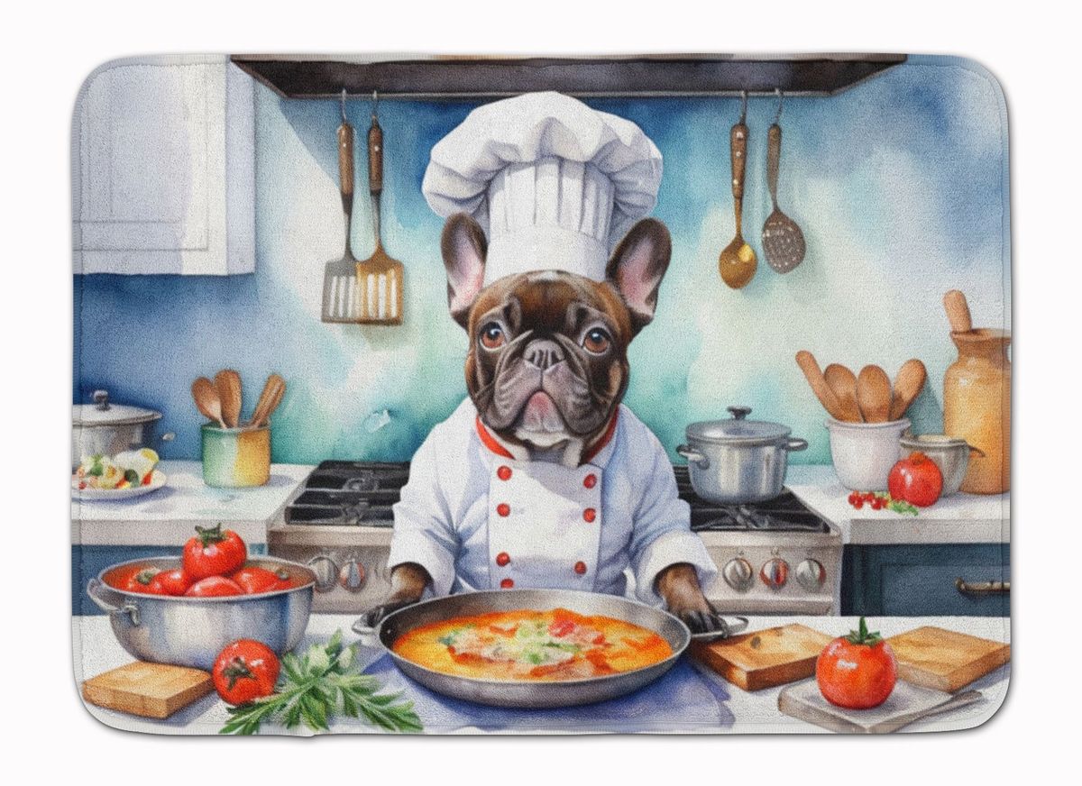 French Bulldog The Chef Memory Foam Kitchen Mat Machine Washable Anti-Fatigue Mat Cushion Comfort Bath Mat Or Kitchen Rug_maomaolike.com