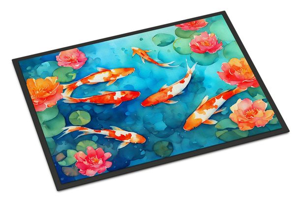 Koi Fish Doormat Front Door Mat Indoor Outdoor Rugs For Entryway, Non Slip Washable Low Pile, 24H X 36W_maomaolike.com