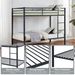 Metal Bunk Bed Twin Over Twin, Low Profile Bunk Bed Frame WithBuilt-in Ladder, High Guardrail And Metal Slats, Space-Saving Twin Size Bed Frame For Kids Teens, No Box Spring Required, Black_maomaolike.com