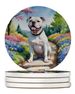 American Bulldog Spring Garden Large Sandstone Coasters Pack Of 4 Absorbent Round Coasters Decor Gifts For Men Or Women, 4 In, Multicolor_maomaolike.com