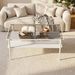 Modern Rectangular Coffee Table With Tempered Gray Glass Top And MDF Layer – Table For Living Room,White Legs_maomaolike.com