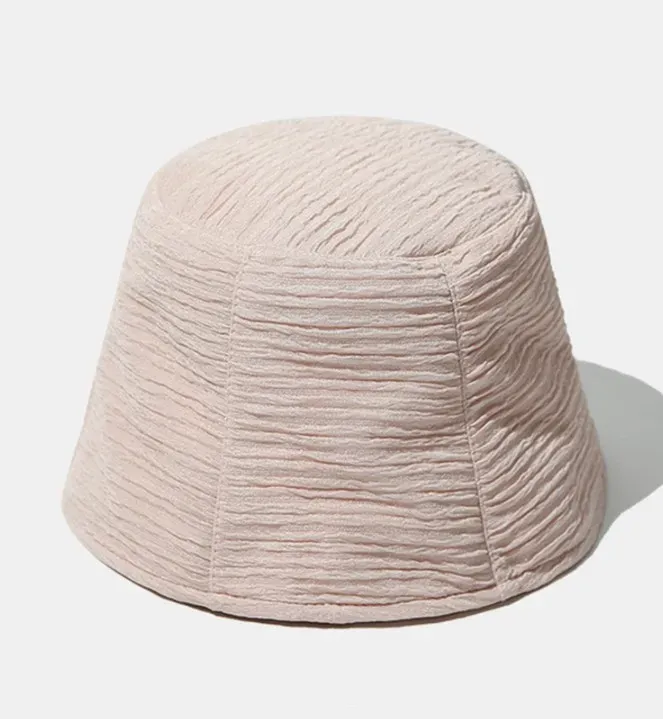Hot Sale 2024 New Best-selling Sun Hat Fashion Pleated Bubble Plaid Ladies Fisherman Hats Breathable All-match Show Face Small_maomaolike.com