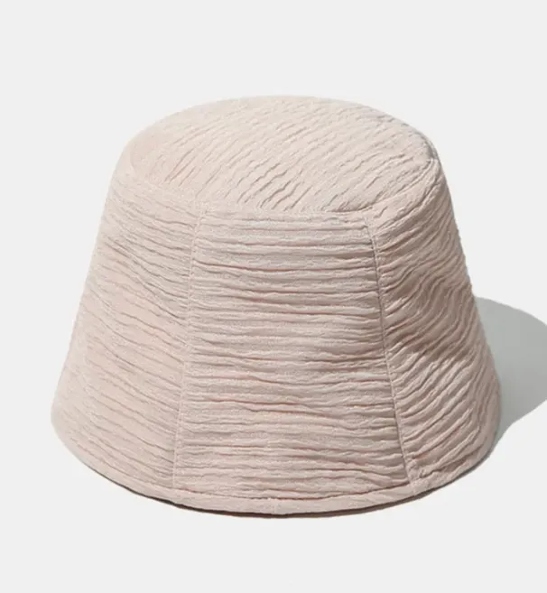 Hot Sale 2024 New Best-selling Sun Hat Fashion Pleated Bubble Plaid Ladies Fisherman Hats Breathable All-match Show Face Small_maomaolike.com