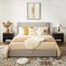 2 Set Nightstands With Grille Striped Doors, Mid Century Modern Nightstand, Bedside Table With Slatted Drawer Decor, End Tables Bedroom With Metal Legs, Night Stand For Bedroom_maomaolike.com