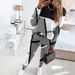 Women's Clothing 2024 new two piece set contrast color printing long sleeved round neck casual fashion suit_maomaolike.com