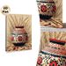 Ethnic Pot With Wheat Painting Poster, Vibrant Ethnic-style Intricate Patterned Pot & Wheat Stalks Poster, Warm Rustic Decor For Living Room, Dining_maomaolike.com