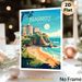 Biarritz France Coastal Painting Poster, Vibrant Retro Travel Style Poster, Scenic Beach With Cliff-top Buildings Design, Ideal For Living Room_maomaolike.com