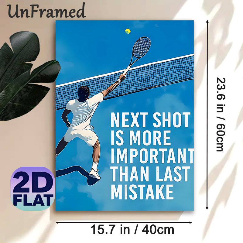 Tennis Motivational Painting Poster, Vibrant Stylized Tennis Player Scene Poster, Inspirational Quote To Boost Motivation, Ideal For Gym, Sports Room_maomaolike.com