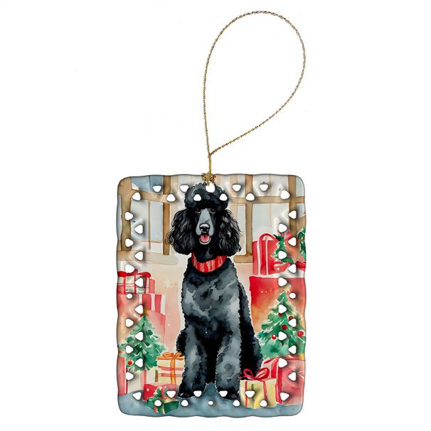 Poodle Christmas Porcelain Ornament Christmas Tree Hanging Decorations For Home Christmas Holiday, Rectangle, Gift, Multicolor_maomaolike.com